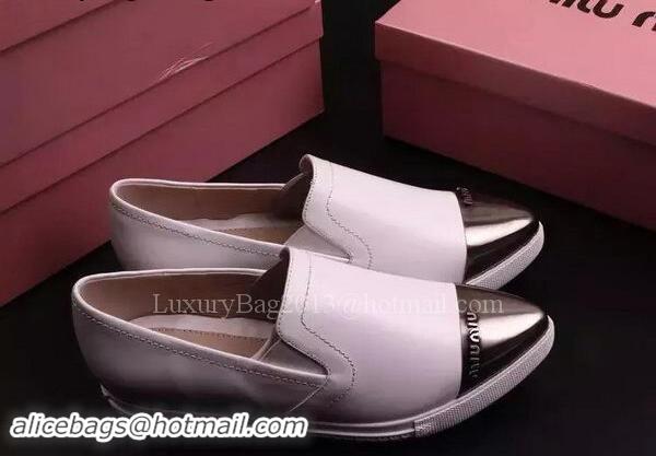 Fashion Discount Miu Miu Leather Flat MM443 White