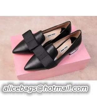 Recommended Discount Miu Miu Leather Flat MM442 Black