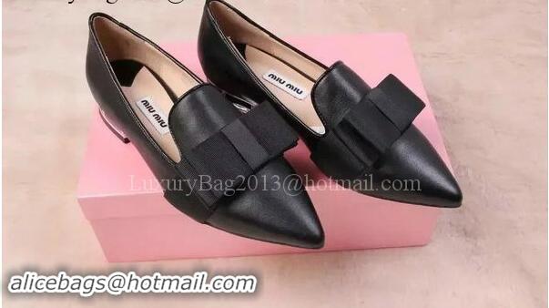 Recommended Discount Miu Miu Leather Flat MM442 Black