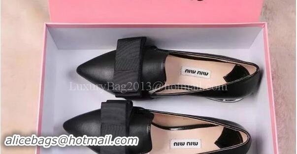 Recommended Discount Miu Miu Leather Flat MM442 Black