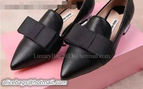 Recommended Discount Miu Miu Leather Flat MM442 Black