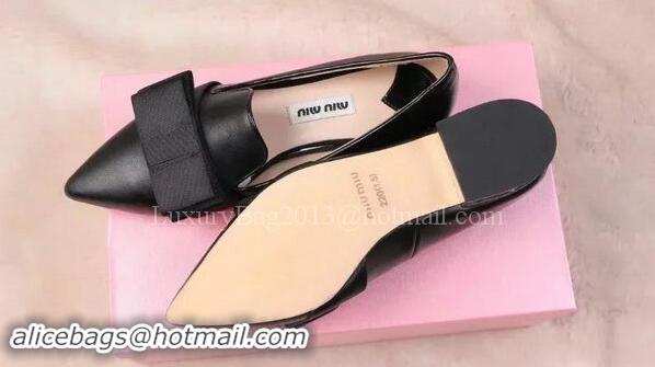 Recommended Discount Miu Miu Leather Flat MM442 Black