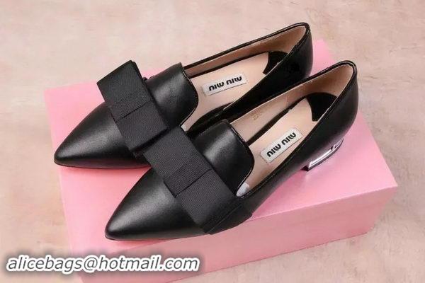 Recommended Discount Miu Miu Leather Flat MM442 Black