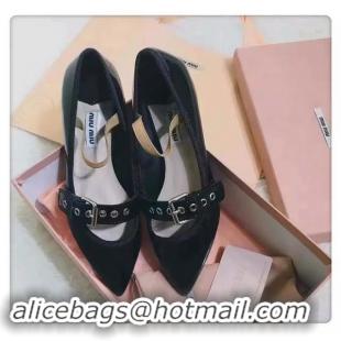 Fashion Show Collections Miu Miu Leather Ballerina MM543 Black