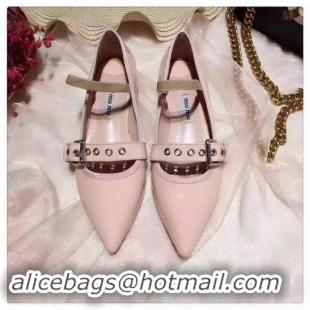 Stylish Cheap Miu Miu Leather Ballerina MM544 Apricot