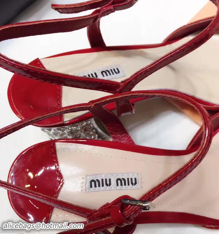 Imitation MIU MIU SWAROVSKI CRYSTALS HEEL GOATSKIN PUMPS MM2810 Red