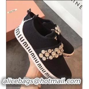 Cheapest Miu Miu Slip-on Sneakers Crystals MM8010 Black