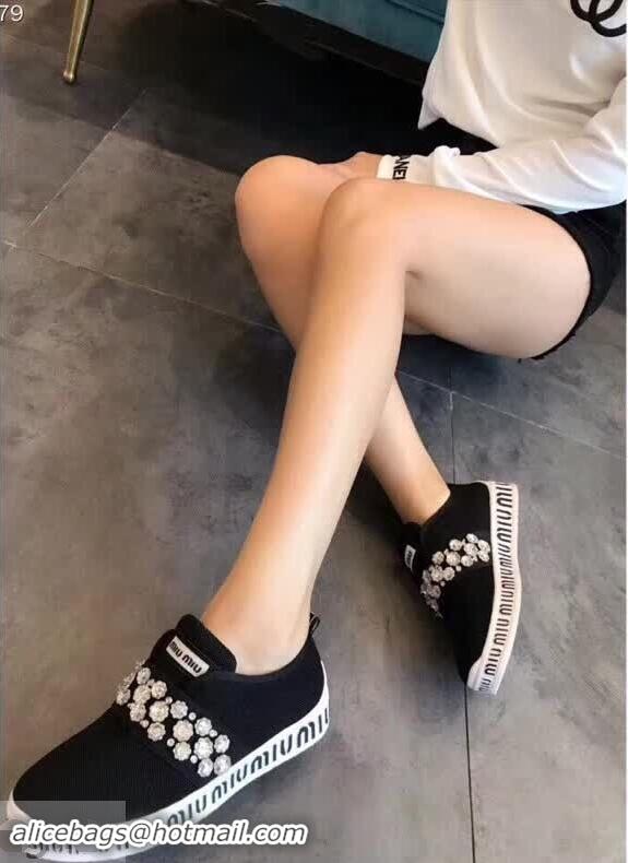 Cheapest Miu Miu Slip-on Sneakers Crystals MM8010 Black