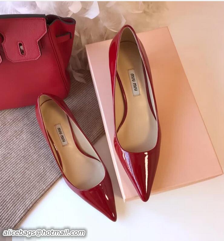 Spot Faux Miu Miu Patent Leather Pumps 50mm Heel MM8835 Red