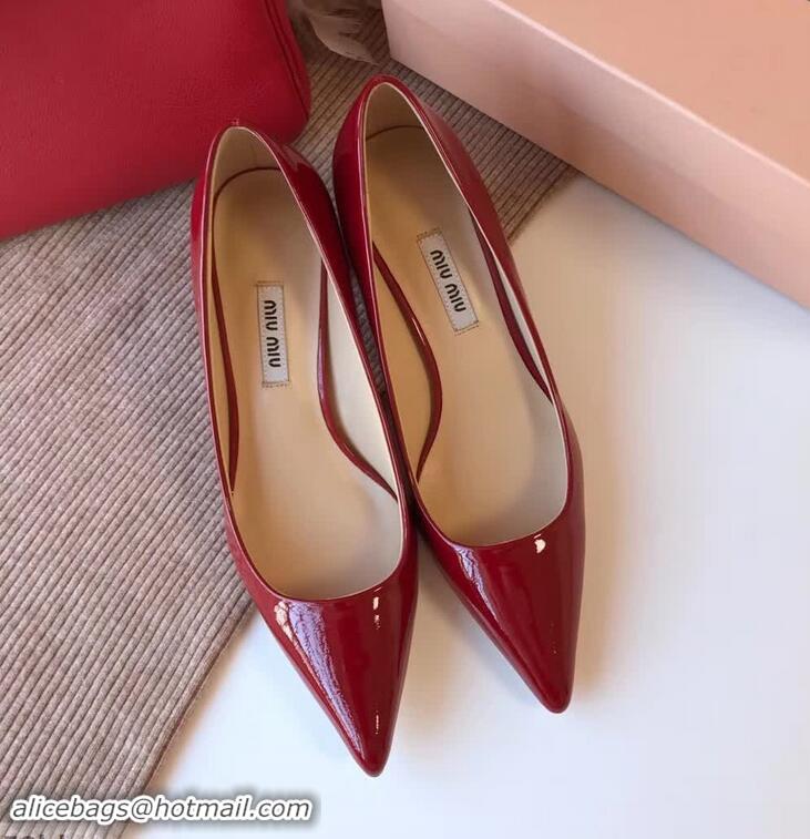 Spot Faux Miu Miu Patent Leather Pumps 50mm Heel MM8835 Red