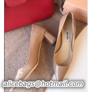 Buy Faux Miu Miu Patent Leather Pumps 50mm Heel MM8835 Nude