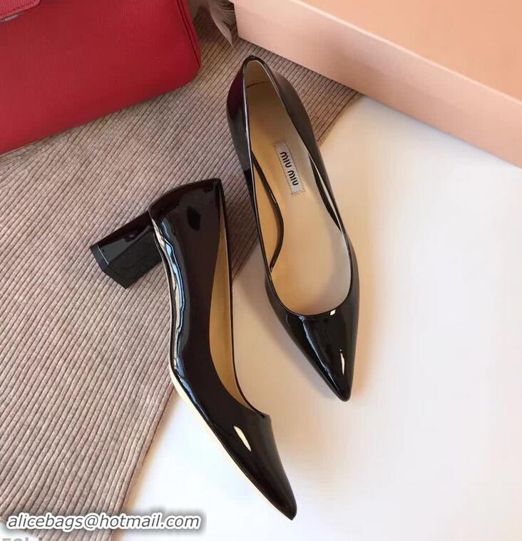 Discount Miu Miu Patent Leather Pumps 50mm Heel MM8835 Black