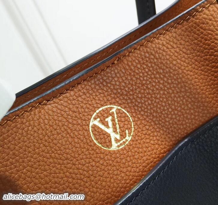 Grade Louis Vuitton Twist Calfskin and Monogram Canvas On My Side Tote Bag M53823 Black 2019