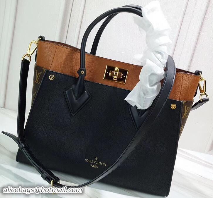 Grade Louis Vuitton Twist Calfskin and Monogram Canvas On My Side Tote Bag M53823 Black 2019