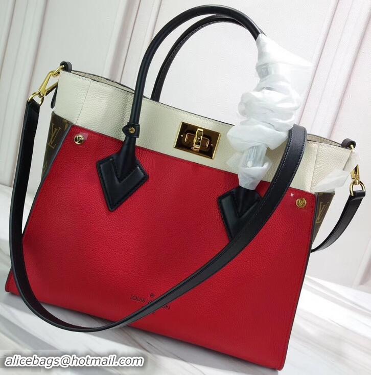 Luxury Louis Vuitton Twist Calfskin and Monogram Canvas On My Side Tote Bag M53824 Rouge Pirate 2019