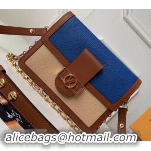 Elegant Louis Vuitton Taurillon Leather Dauphine MM Bag M55071 Blue/Beige 2019