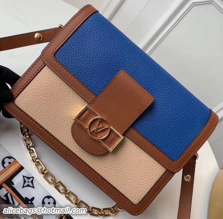 Elegant Louis Vuitton Taurillon Leather Dauphine MM Bag M55071 Blue/Beige 2019