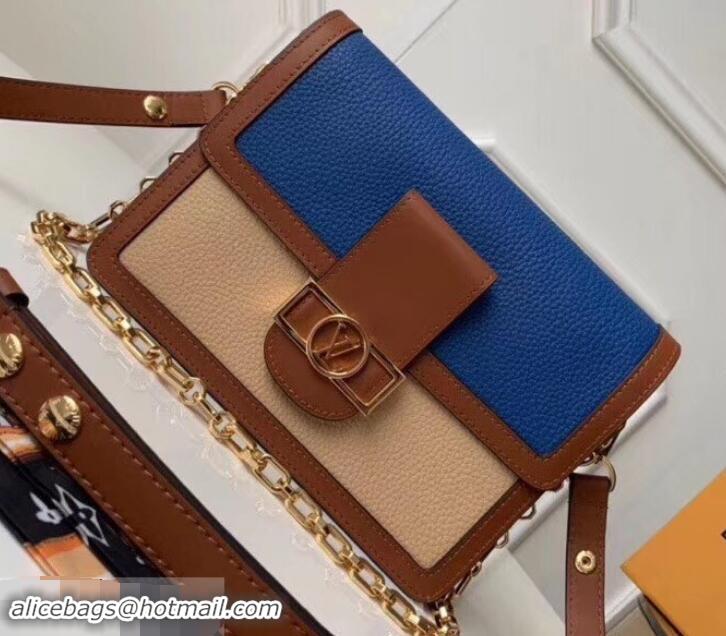 Elegant Louis Vuitton Taurillon Leather Dauphine MM Bag M55071 Blue/Beige 2019