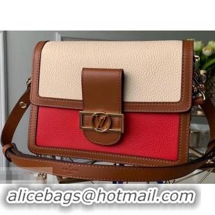 Good Quality Louis Vuitton Taurillon Leather Dauphine MM Bag M53830 Beige/Red 2019