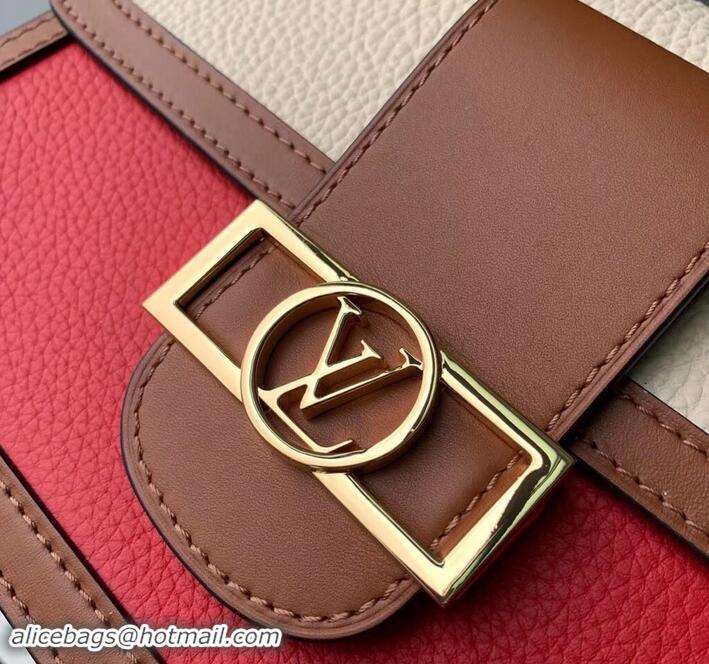 Good Quality Louis Vuitton Taurillon Leather Dauphine MM Bag M53830 Beige/Red 2019