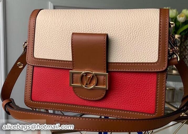 Good Quality Louis Vuitton Taurillon Leather Dauphine MM Bag M53830 Beige/Red 2019