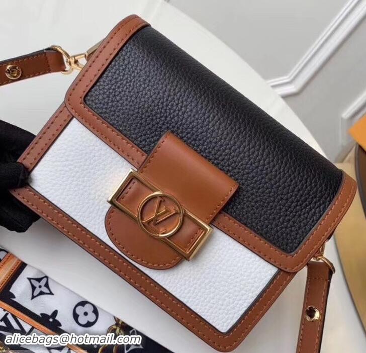 Luxury Louis Vuitton Taurillon Leather Dauphine MM Bag M53868 Black/White 2019