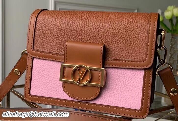 Discounts Louis Vuitton Taurillon Leather Dauphine MM Bag M53805 Brown/Pink 2019