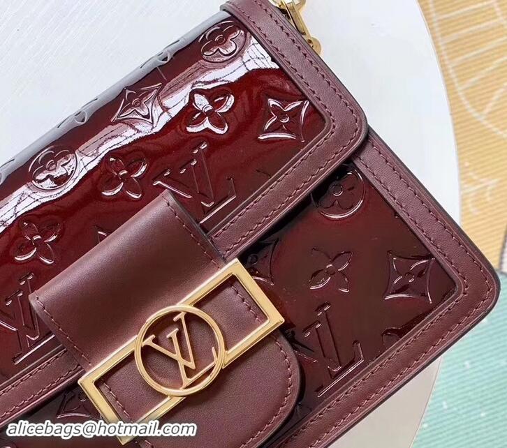 Top Grade Louis Vuitton Monogram Vernis Patent Leather Mini Dauphine Bag M538044 Burgundy 2019