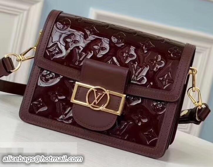 Top Grade Louis Vuitton Monogram Vernis Patent Leather Mini Dauphine Bag M538044 Burgundy 2019