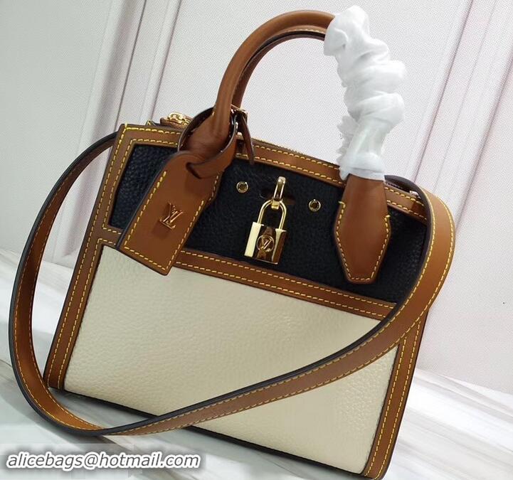 Good Quality Louis Vuitton Taurillon Leather City Steamer Mini Bag M55099 Black/White 2019