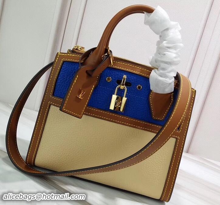 Sumptuous Louis Vuitton Taurillon Leather City Steamer Mini Bag M55099 Blue/Beige 2019