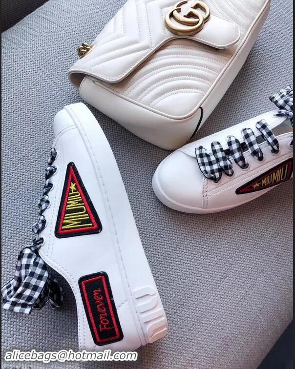 Low Cost Miu Miu Nappa leather Sneakers 5E732B White 2018