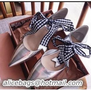 Traditional Discount Miu Miu Flat Pumps MM8134 Silver