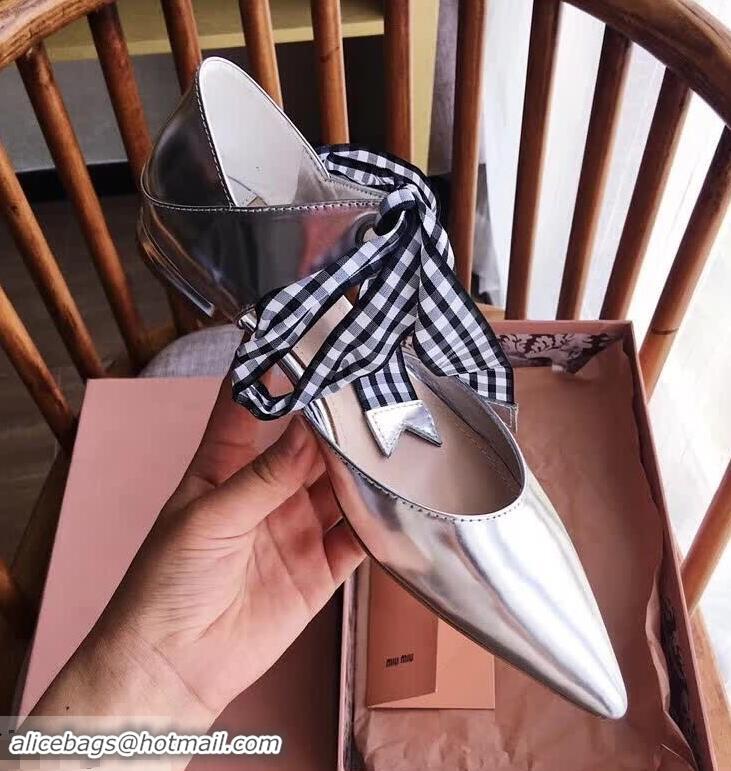 Traditional Discount Miu Miu Flat Pumps MM8134 Silver