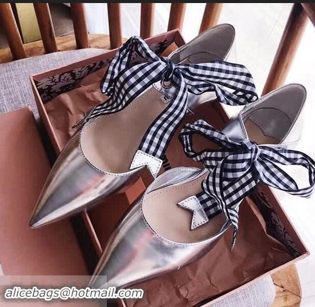 Traditional Discount Miu Miu Flat Pumps MM8134 Silver