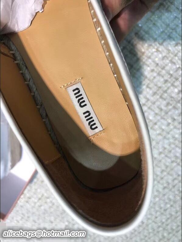 Unique Ladies Miu Miu Velvet Crystal Logo Platform Espadrilles MM81001 Silver