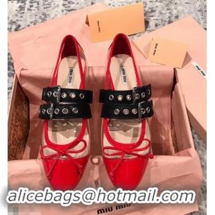 Buy Fashion Miu Miu PVC Ballerinas Flats In Patent Leather MM9019 Red