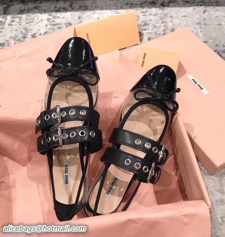 Specials Discount Miu Miu PVC Ballerinas Flats In Patent Leather MM9019 Black