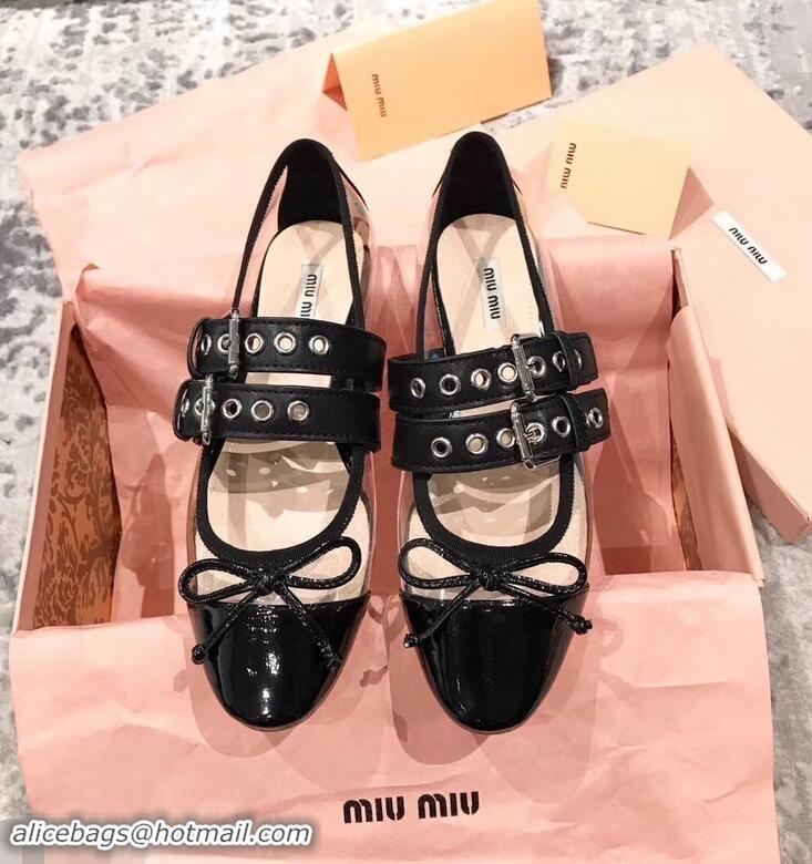 Specials Discount Miu Miu PVC Ballerinas Flats In Patent Leather MM9019 Black