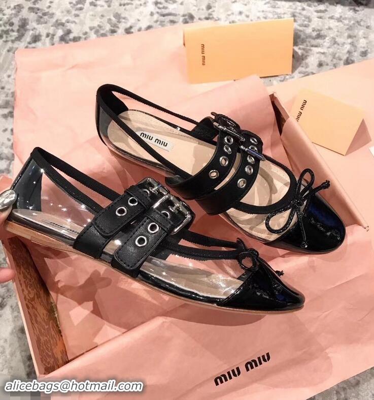 Specials Discount Miu Miu PVC Ballerinas Flats In Patent Leather MM9019 Black