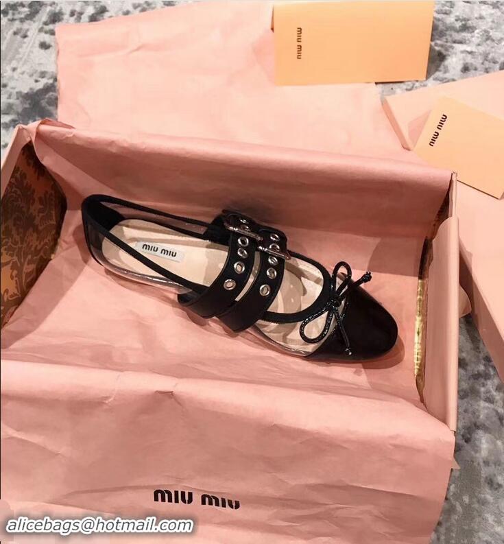 Specials Discount Miu Miu PVC Ballerinas Flats In Patent Leather MM9019 Black