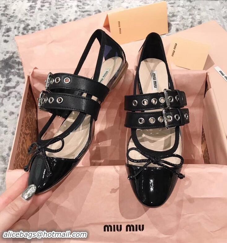 Specials Discount Miu Miu PVC Ballerinas Flats In Patent Leather MM9019 Black