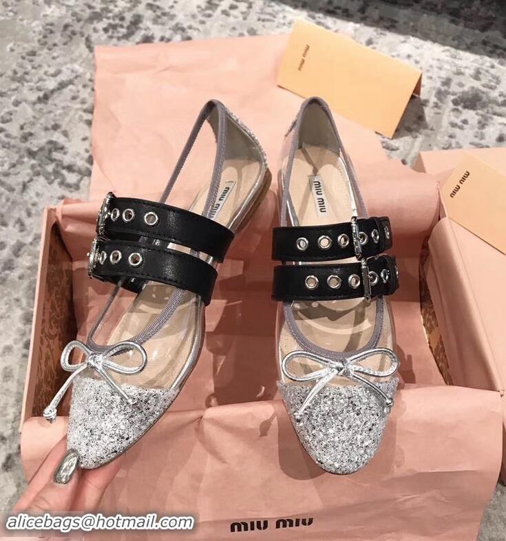 Grade Discount Miu Miu PVC Ballerinas Flats With Crystals MM9019