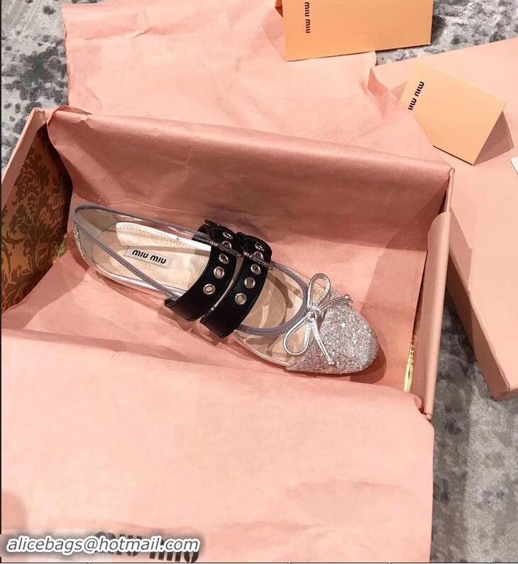 Grade Discount Miu Miu PVC Ballerinas Flats With Crystals MM9019