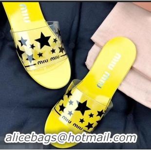 Faux Cheap Miu Miu Stars PVC Slides MM9326 Yellow 2019