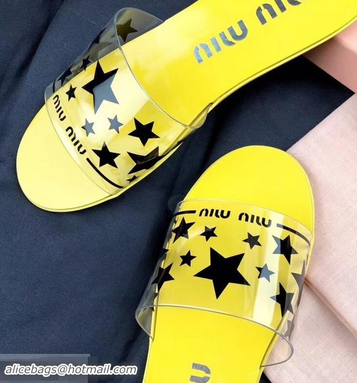 Faux Cheap Miu Miu Stars PVC Slides MM9326 Yellow 2019