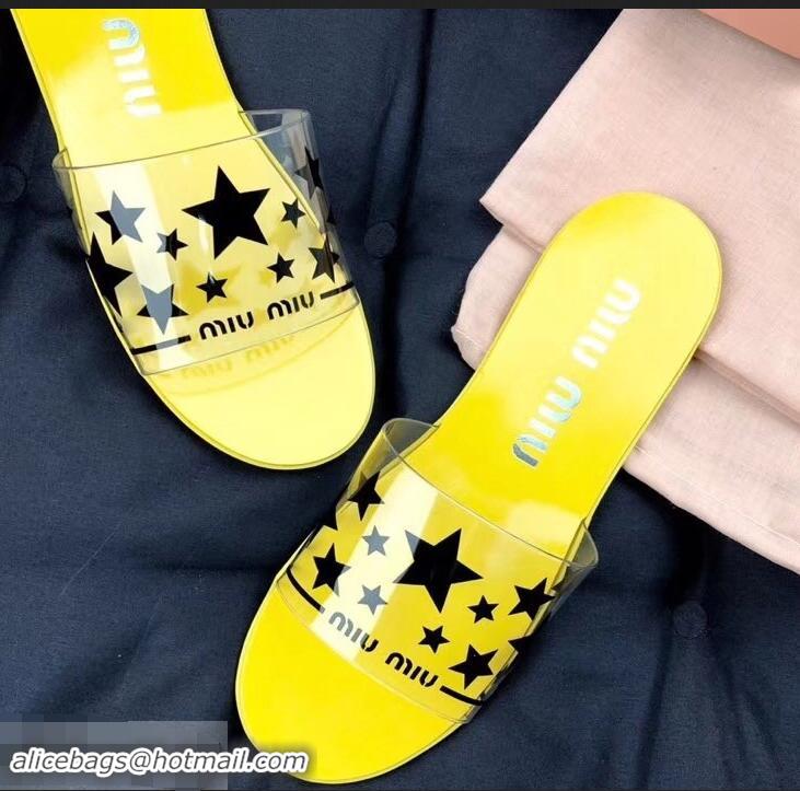 Faux Cheap Miu Miu Stars PVC Slides MM9326 Yellow 2019