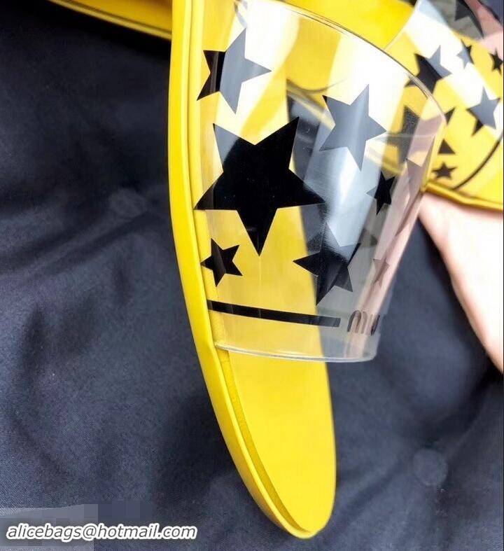 Faux Cheap Miu Miu Stars PVC Slides MM9326 Yellow 2019