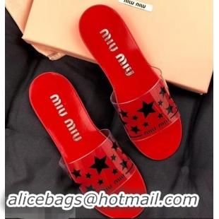 Best Imitation Miu Miu Stars PVC Slides MM9326 Red 2019