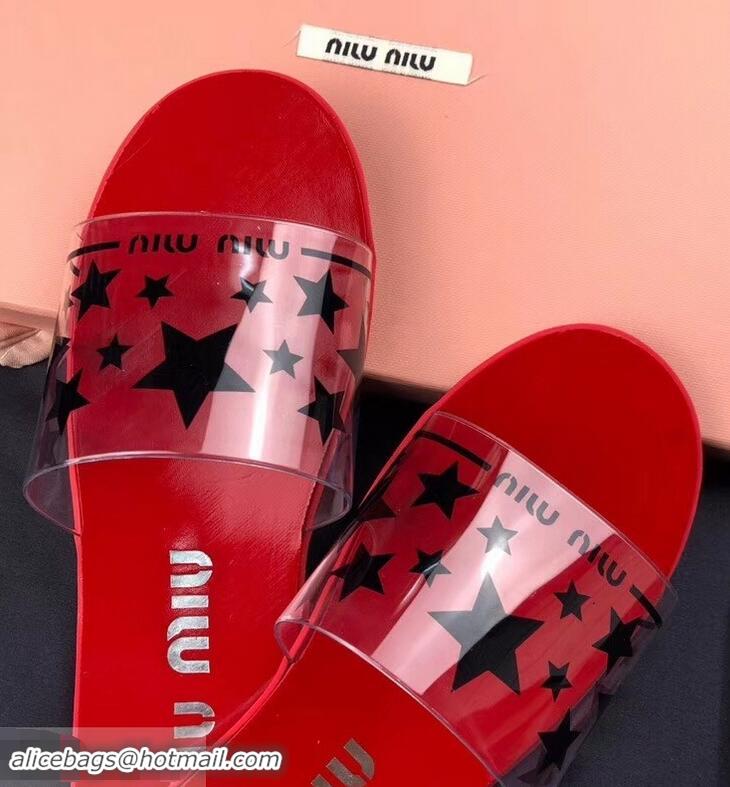 Best Imitation Miu Miu Stars PVC Slides MM9326 Red 2019